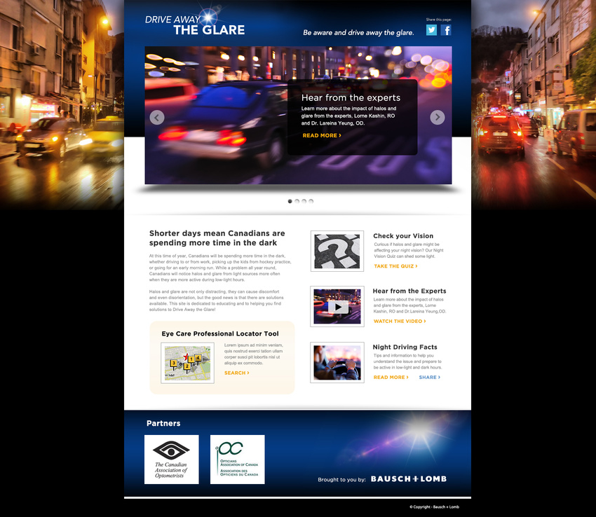 1-page Website Design for DriveAwayTheGlare.ca