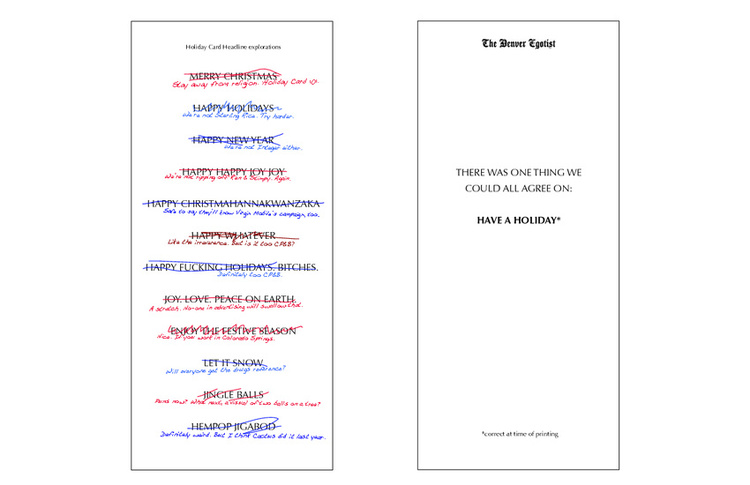 Winning Entry (1 of 2) for The Denver Egotist 2008 Holiday Card