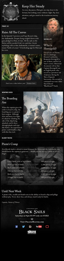 Black Sails Nation of Thieves Newsletter - Writer/Creative Director