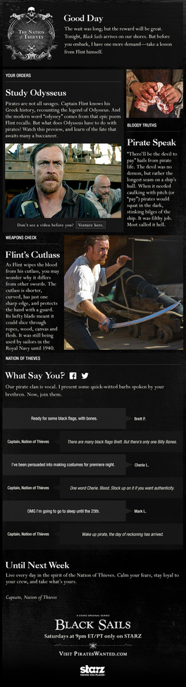 Black Sails Nation of Thieves Newsletter - Writer/Creative Director