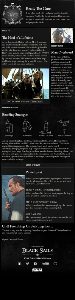 Black Sails Nation of Thieves Newsletter - Writer/Creative Director