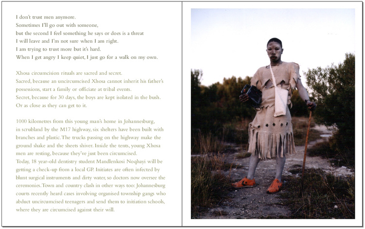 ADAM BROOMBERG & OLIVER CHANARIN Mr. Mkhize's Portrait & Other Stories From The New South Africa. Documenting South Africa ten years after the 1994 multi-racial democratic elections that signaled the end of apartheid. Edited and designed by Stephen Male, published by Trolley and exhibited at The Photographers' Gallery, London 2004