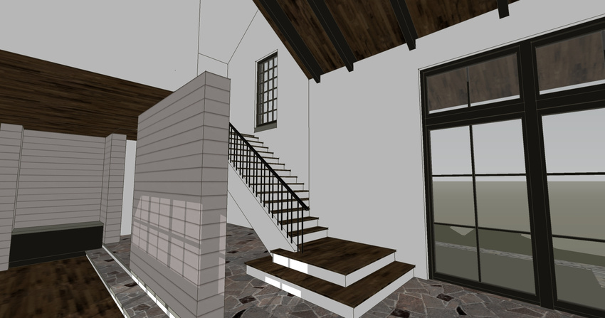 View from the Living Roomtoward the Dining Room, Entry and stairs.