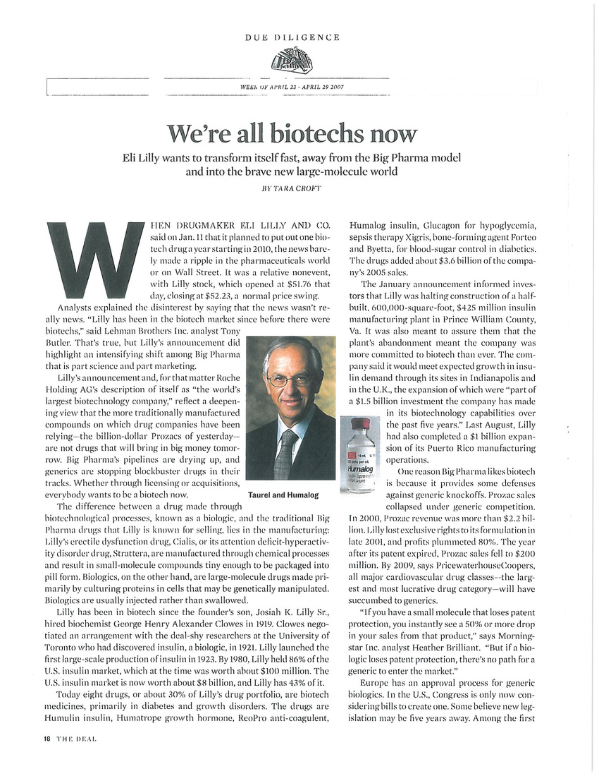 Eli Lilly Goes Biotech