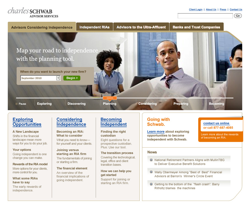 Schwab Site: Advisors Turning Independent