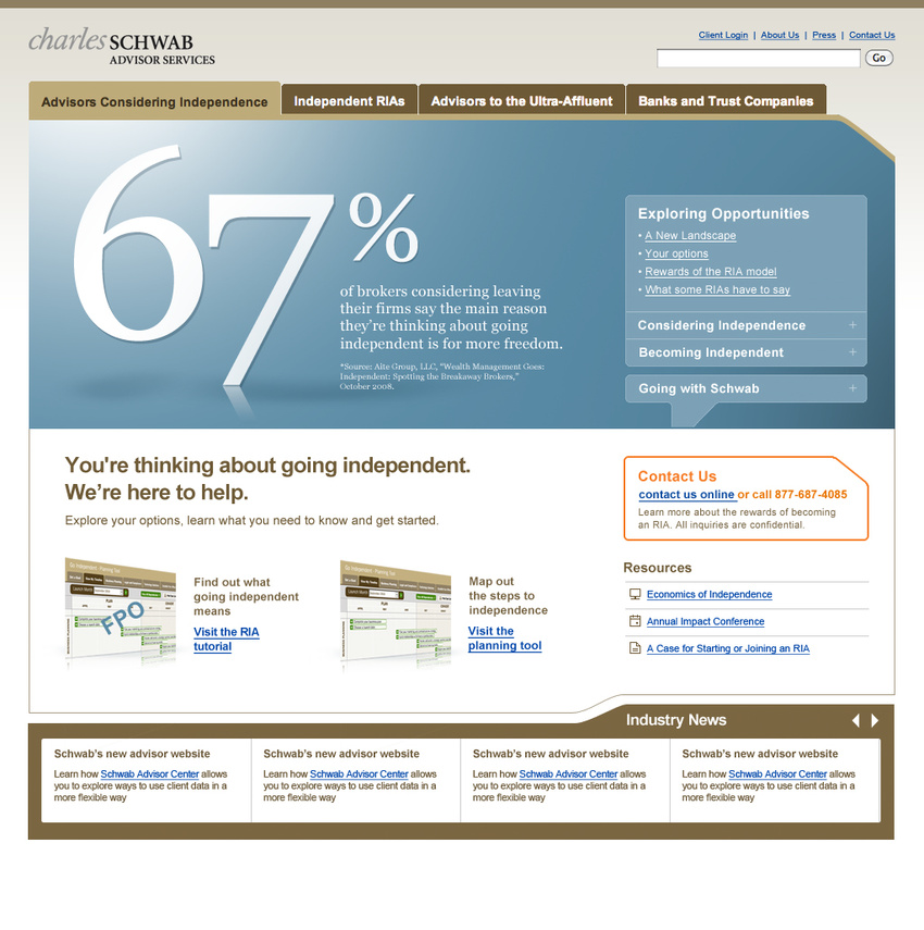 Schwab Site: Advisors Turning Independent