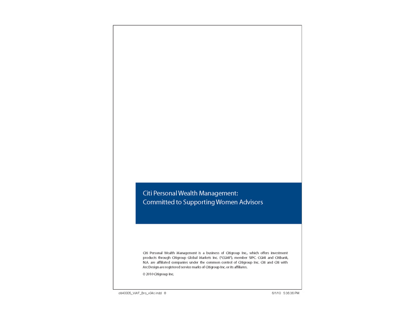 Citi Brochure: Committed to Women Advisors
