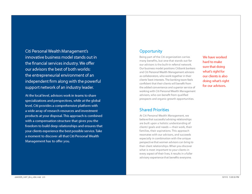 Citi Brochure: Committed to Women Advisors