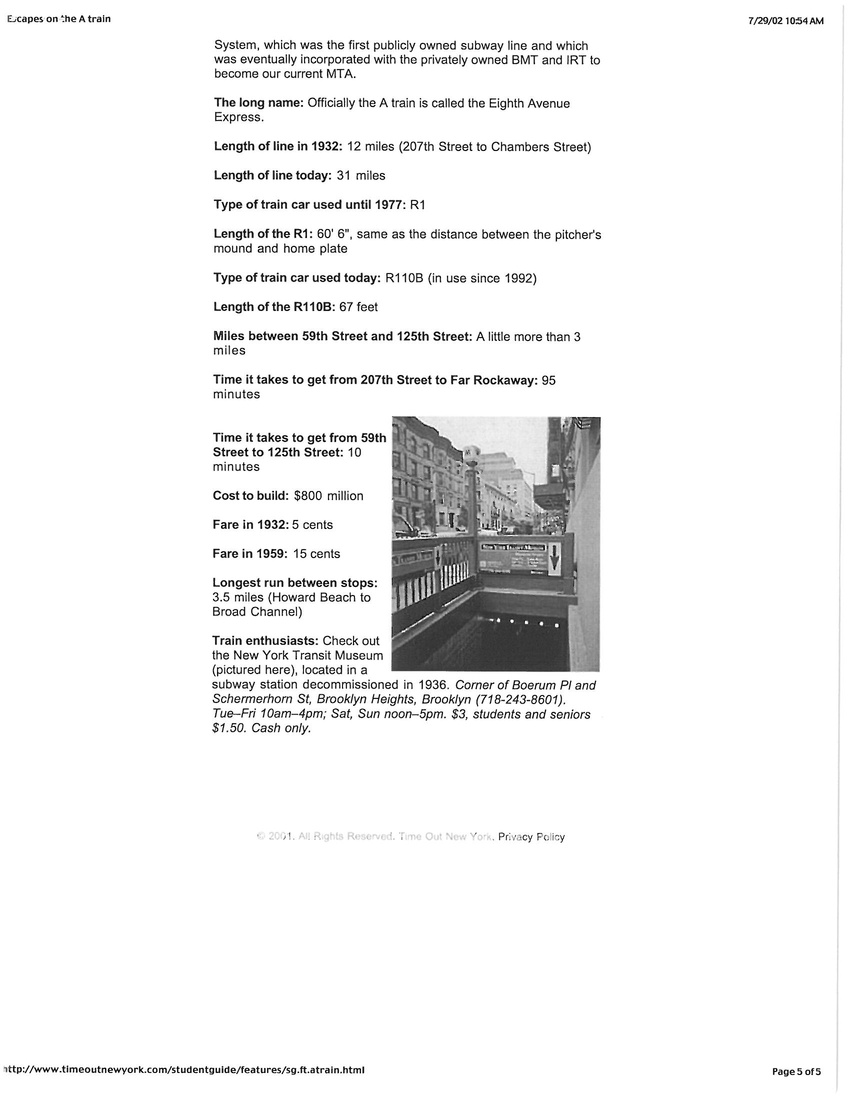 Time Out New York: Escapes on the A Train