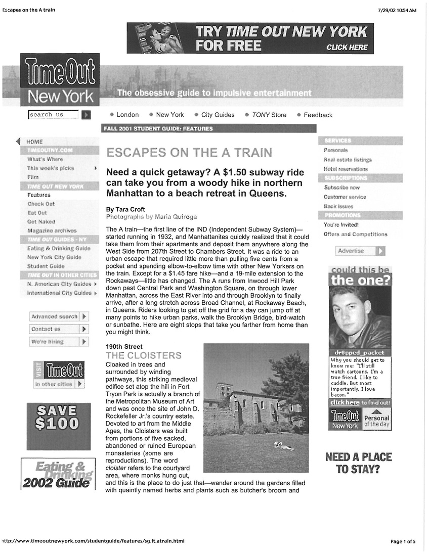 Time Out New York: Escapes on the A Train