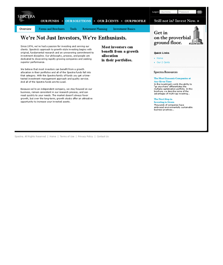 Spectra Fund Website