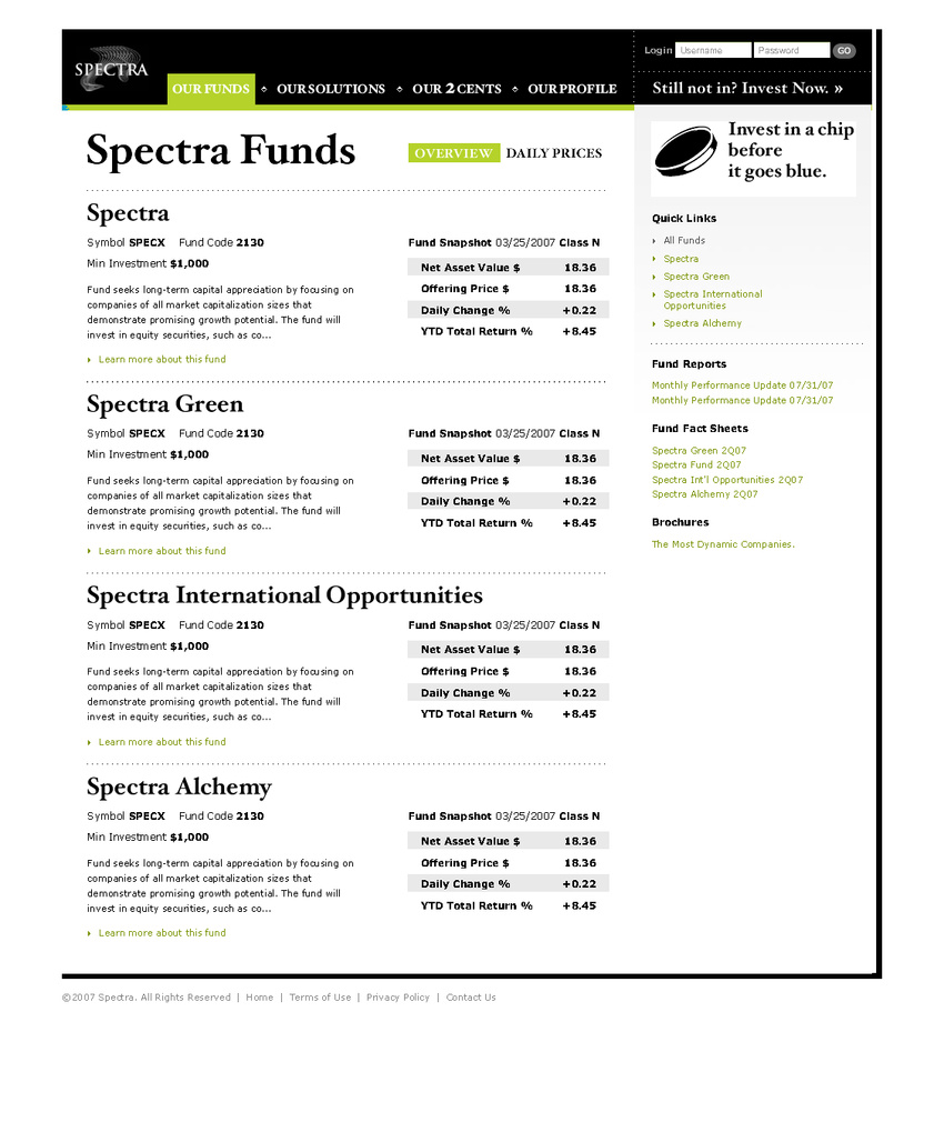Spectra Fund Website