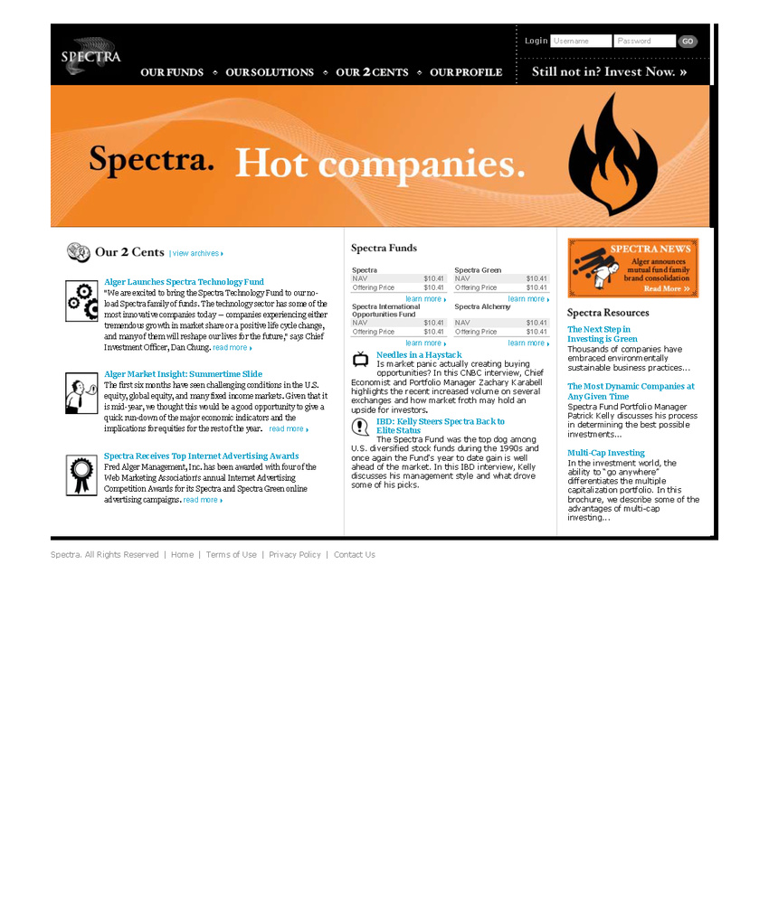Spectra Fund Website