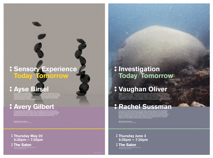 Posters for the spring 2010 Salon speaking event at Johnson & Johnson.