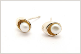 Half Egg studs made with sterling silver and fresh pearls