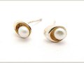 Half Egg studs made with sterling silver and fresh pearls