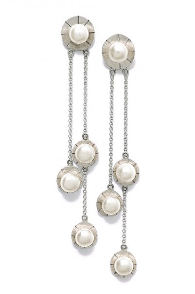 Long Sterling Silver Earrings with sterling silver and fresh water pearls