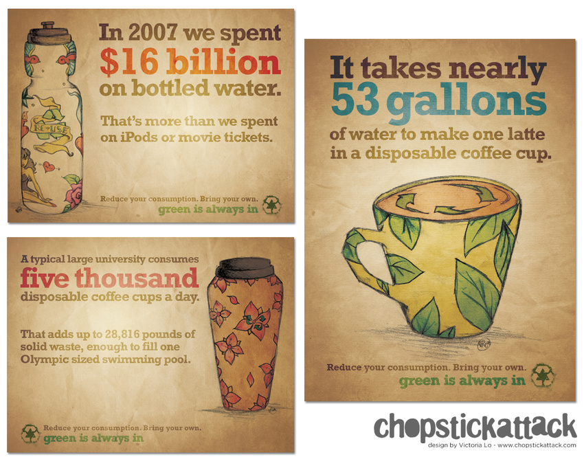 Campaign posters to promote on campus sustainability - university work