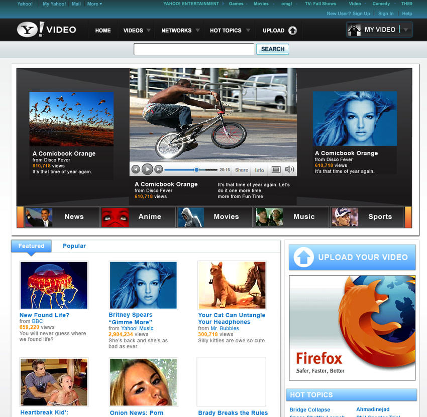 Yahoo! VIdeo Homepage