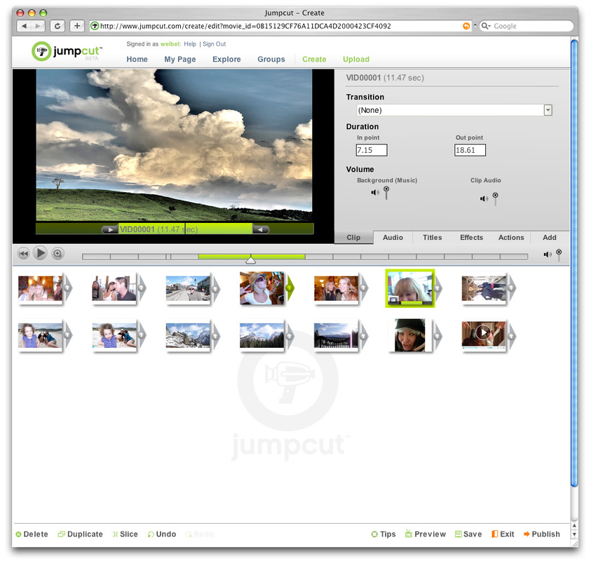 The Jumpcut Video Editor Application