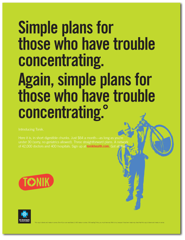Tonik Health Print Ad for Anthem Blue Cross