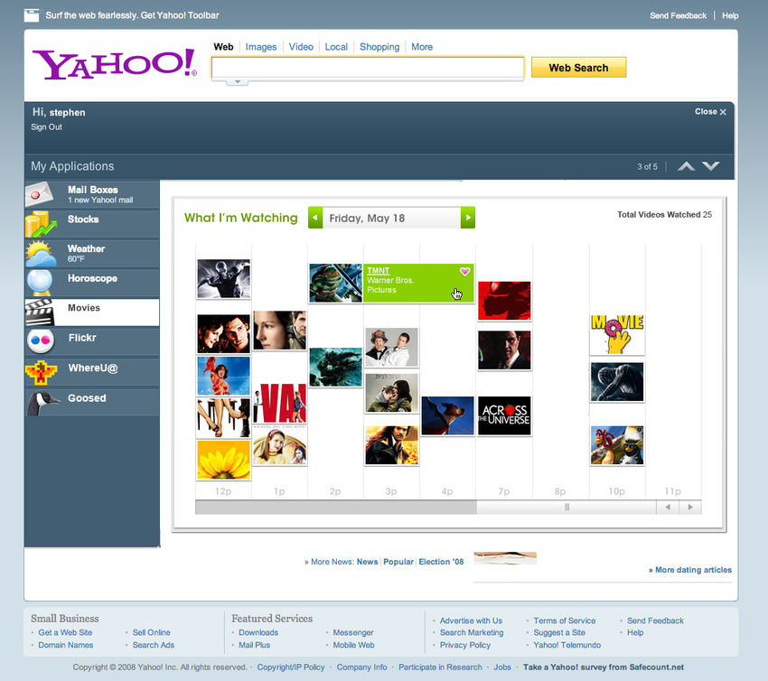 Yahoo! Homepage - Movie Application Concept