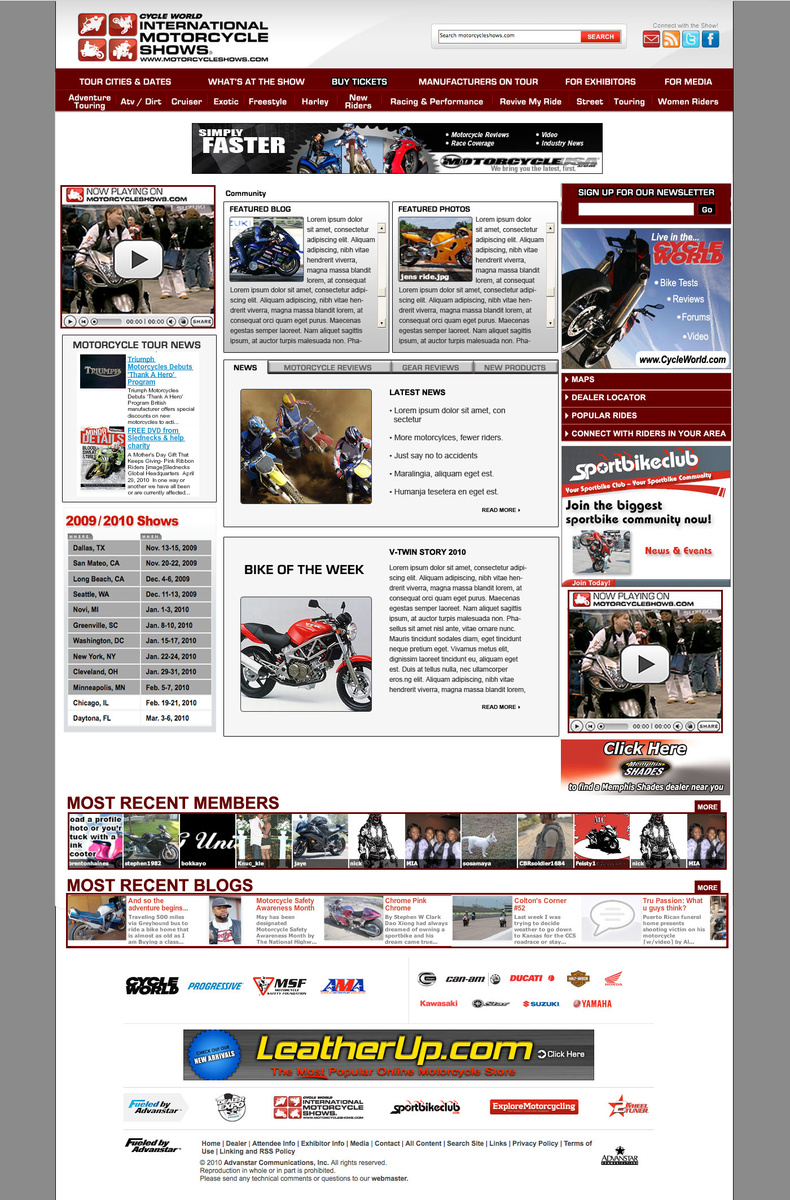 International Motorcycle Shows Landing Page