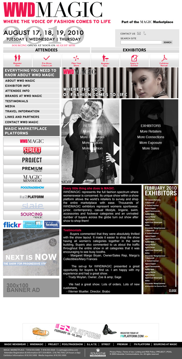 Magic International "Women Wear Daily" Landing Mock Up