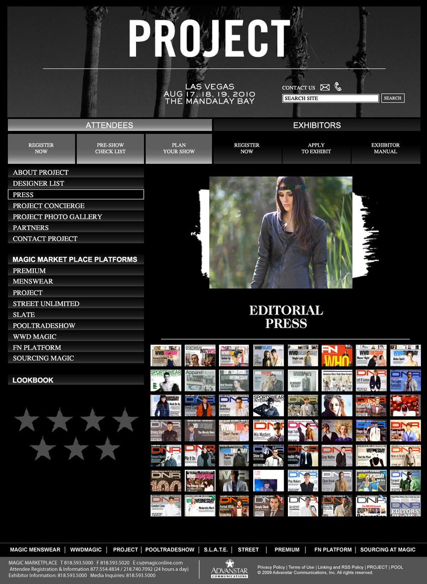 Magic International "Project" Press and Editorial page