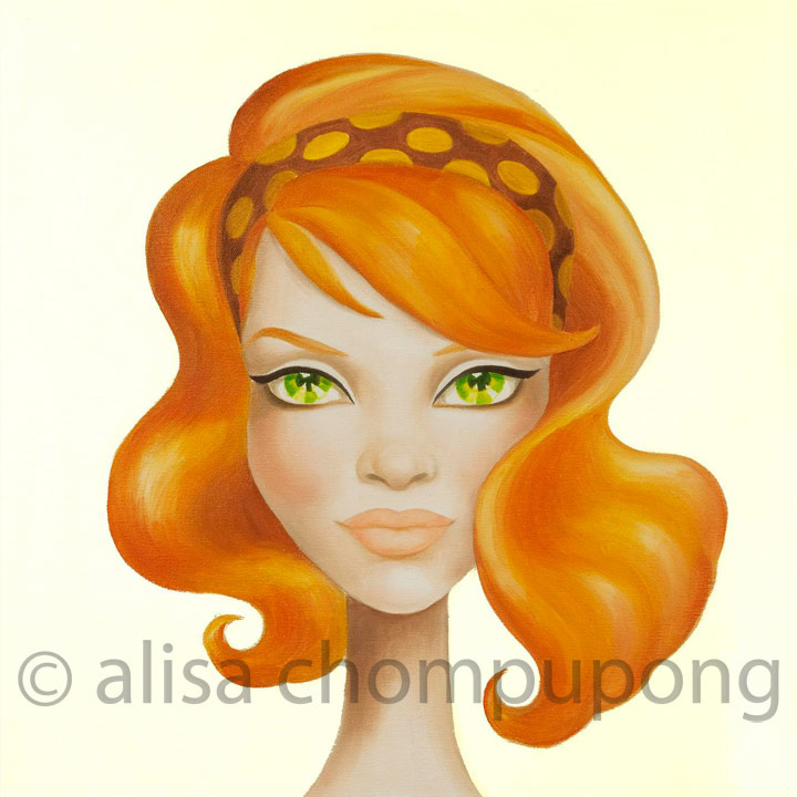 "Redhead" Oil on canvas, 18" x 18"