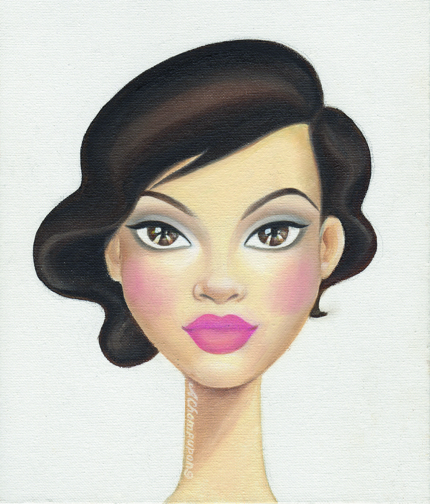 Published in the book "Love, Lashes and Lipstick" by Mally Roncal. Oil on canvas board