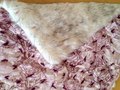 QUILT FOR MARIE, front: intaglio prints on PFD cotton, back: faux fur, wool ties, 30"x42," 2015Gallery view