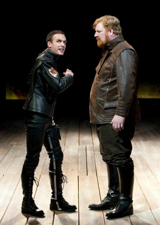 leather and bent metal custom leg-brace for Richard III ; The Old Globe Theater ; costume design by Clancy