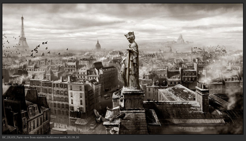 (fantasy) Paris view from clocktower sketch