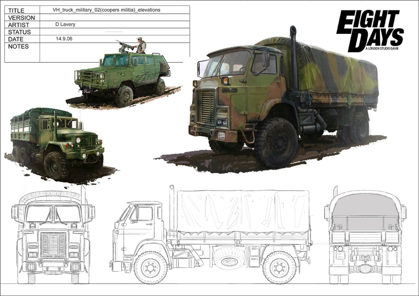 A few military type trucks