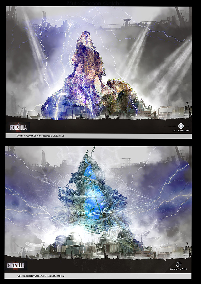 I was lucky enough to work in the early Pre Production of Godzilla. These are Early cocoon sketches
