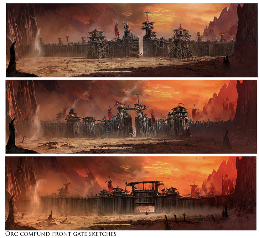 Ideas for the outside view and gates of the Draenor Orc compound