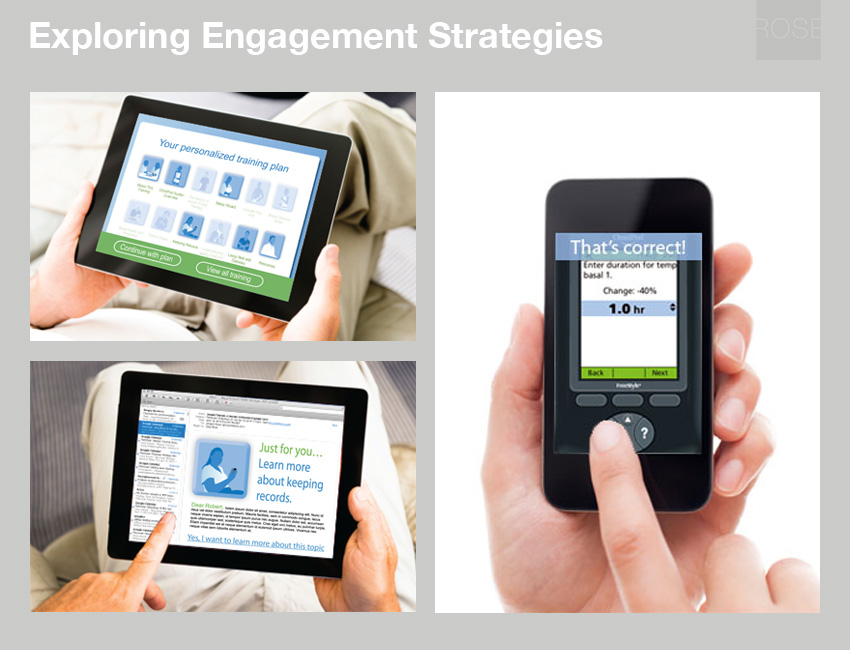 Examples of mobile applications of the training featuring patient engagement strategies. With dbaza.