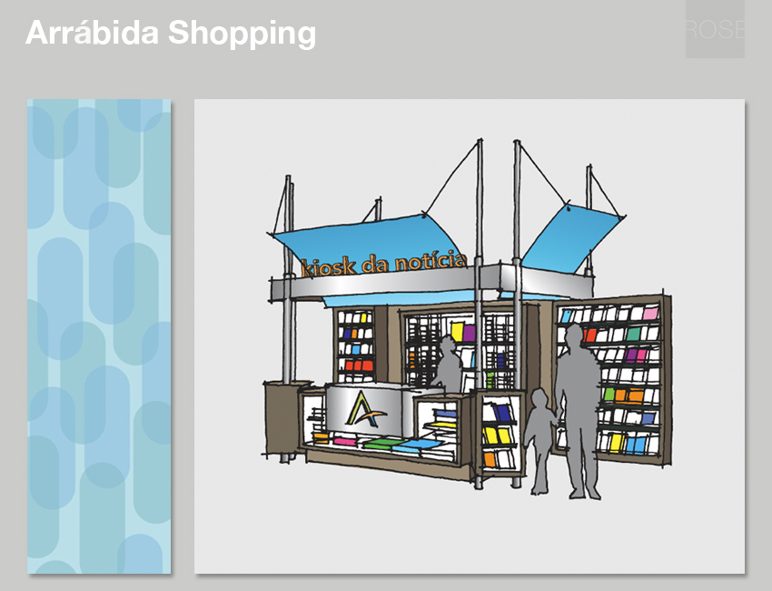 Escalator graphic and sketch for news kiosk design, Porto, Portugal. With RKTL.