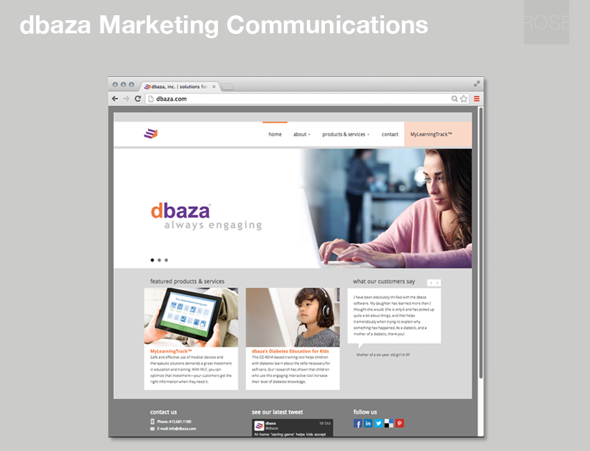 Web site home page for medical engagement start-up. Pittsburgh, PA. With dbaza.
