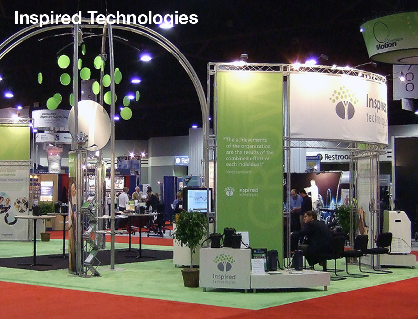 Tradeshow 50x100 foot island exhibit, awarded best in show for category. With ThoughtForm.