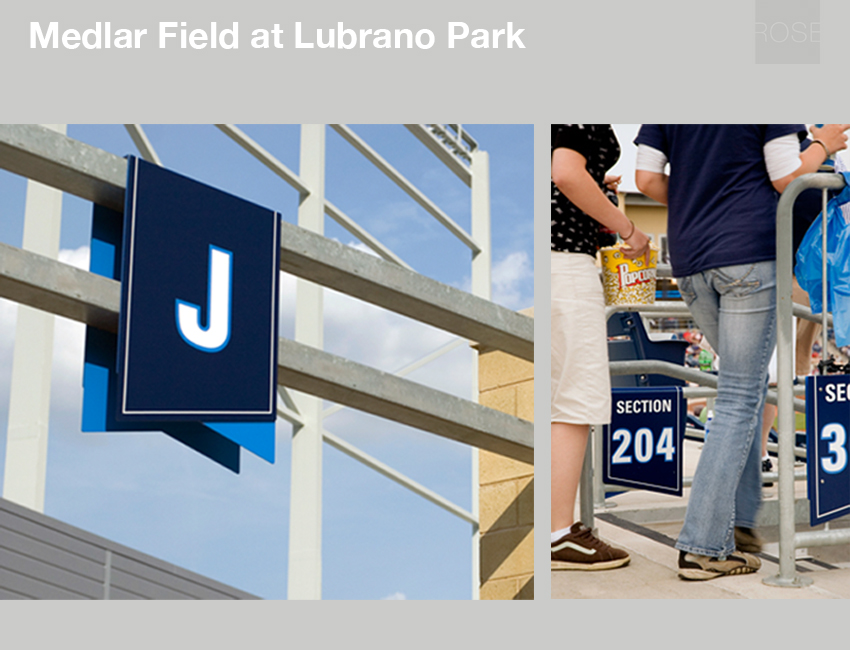 Medlar Field at Lubrano Park, State College, PA. Section identification signs. With ThoughtForm.