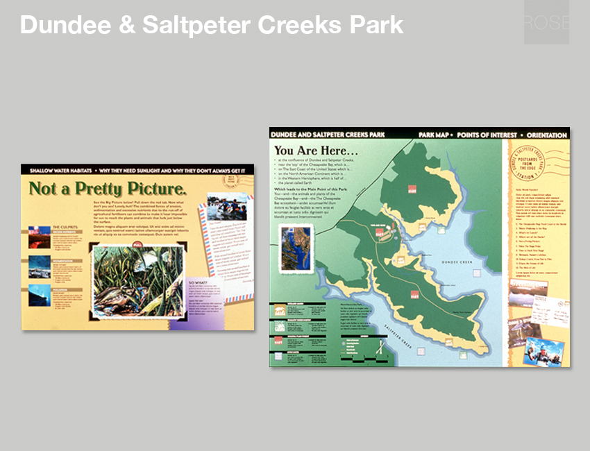 Trailside exhibit concepts for nature preserve. Middle River, MD. With RTKL.