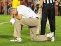 Iowa State Cyclones' Head Coach Paul Rhoads appears to pray during a play review at Jack Trice Stadium in Ames, IA.