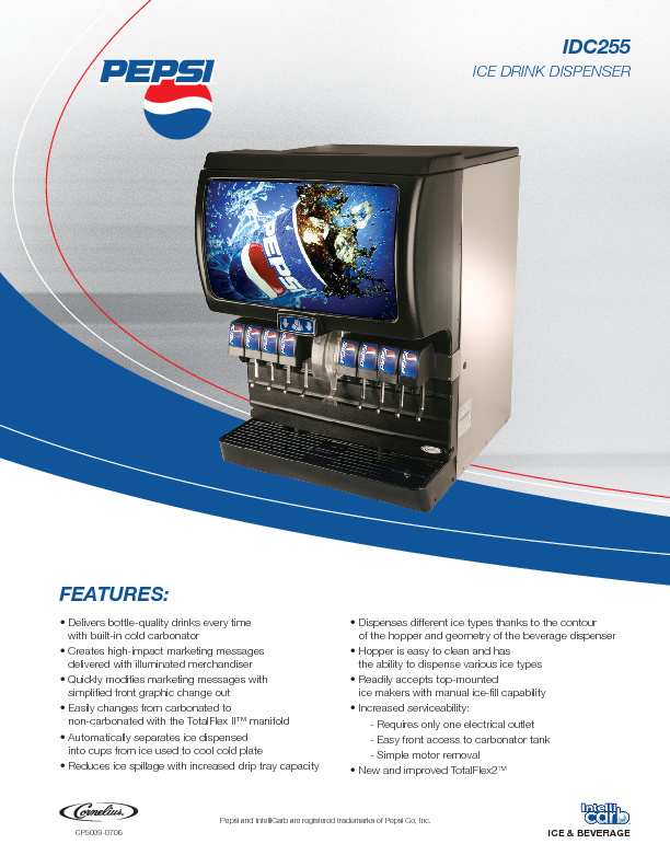 Data Sheet, IMI Cornelius: Promotes new ice drink dispenser for upcoming trade show. PDF http://tinyurl.com/mg96mts