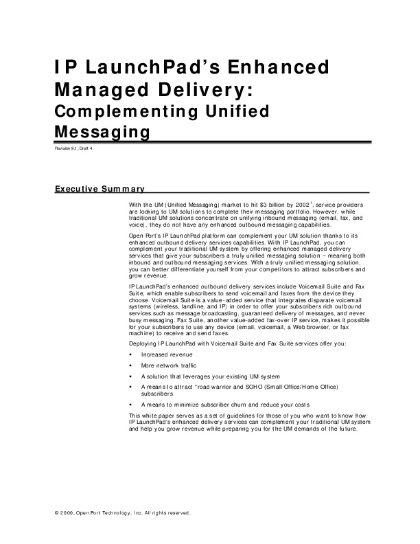 White paper - IP LaunchPad's Enhanced Managed Delivery http://bit.ly/1E6nc5n