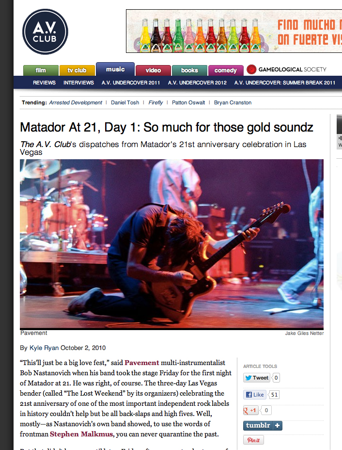 A.V. Club - Matador At 21, Day 1