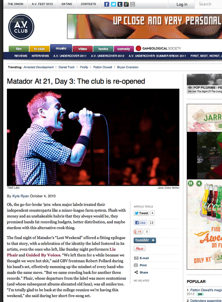 A.V. Club - Matador At 21, Day 3