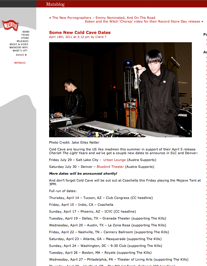 Matador Records Matablog - Cold Cave