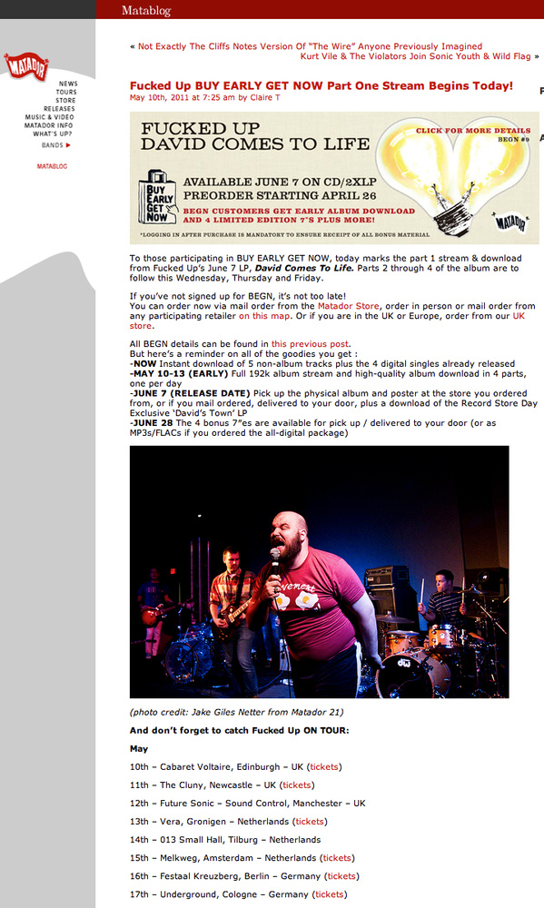 Matador Records Matablog - Fucked Up